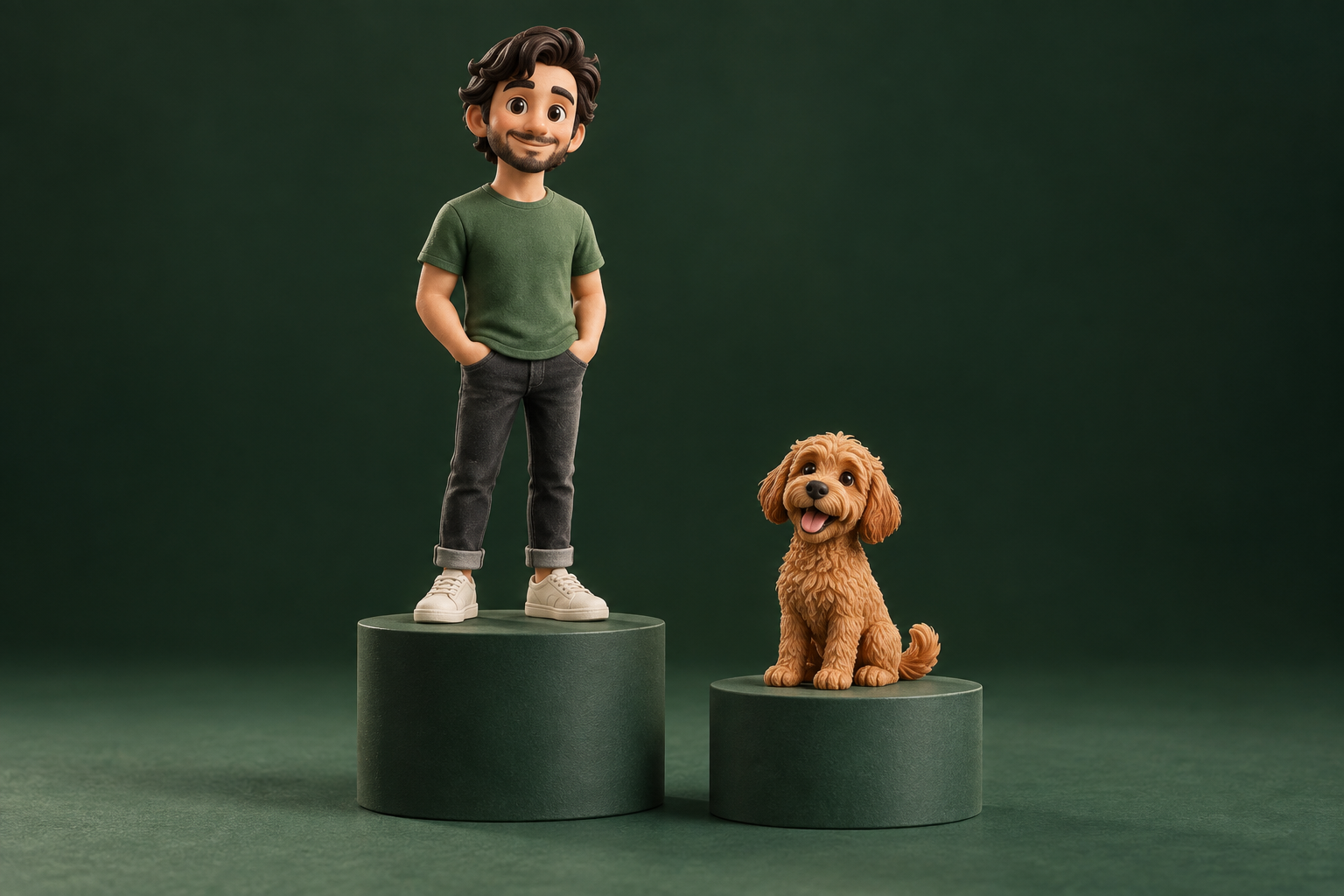 Ejemplo conceptual de una figura de una persona junto a su mascota